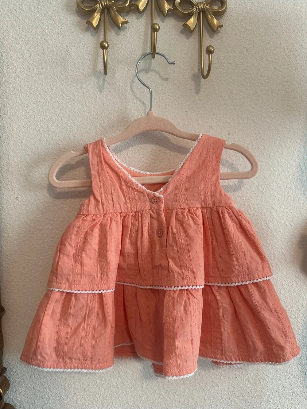 Janie and Jack Coral Tiered Cotton Dress with Bloomer
